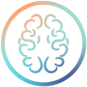 This is a circle icon of the brain watermark that is a part of the logo.