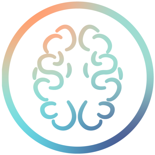This is a circle icon of the brain watermark that is a part of the logo. 